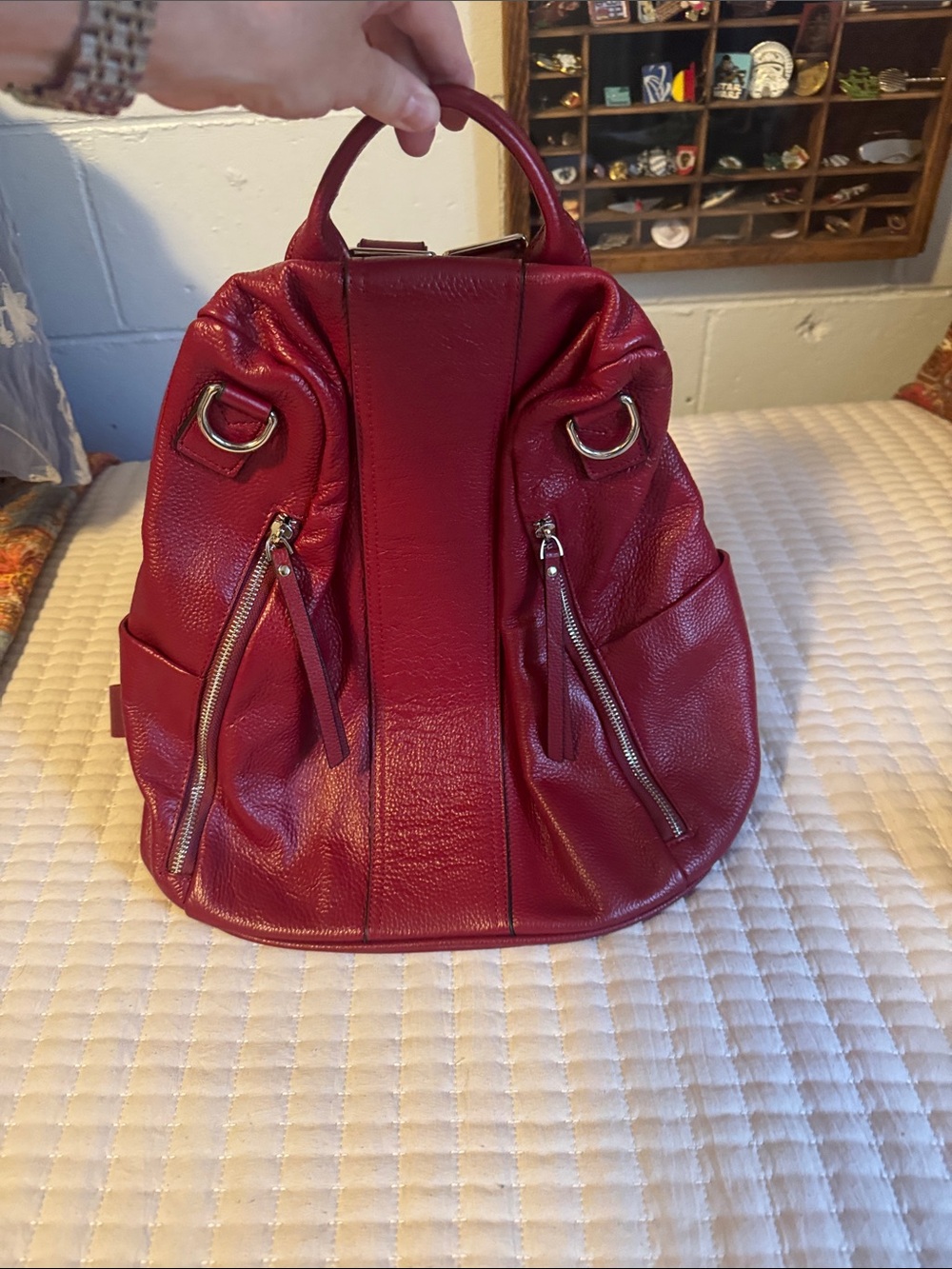 Antitheft Leather Backpack/Shoulder Bag